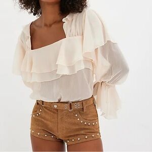 NWOT Free People Intimately Give Me Drama Bodysuit in Powder Puff